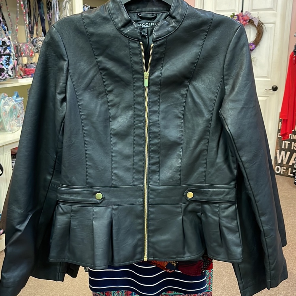 NWT Baccini Faux Leather jacket. Black in color